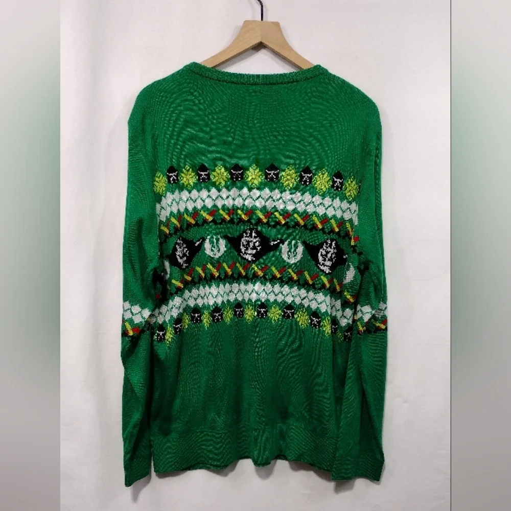 Star Wars Yoda Fair Isle Ugly Christmas Sweater Men's XXL Green Holiday Casual